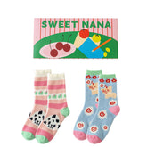 Gift Box Set Women Crew Socks Little Monster Series Cute Thick Soft Cozy Socks